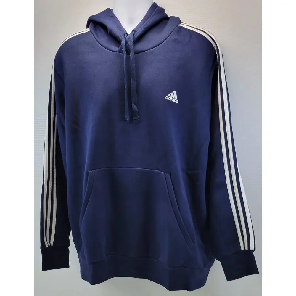 I9) Adidas Sportswear Men Fleece Tracksuit Navy Blue Hooded Sweatshirt Pants 2XL